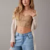 AE Cropped Denim Corset Tank Top