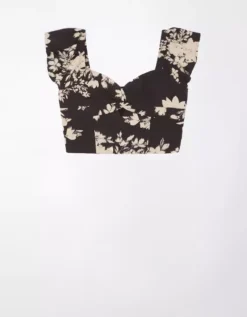 AE Cropped Twist-Front Flutter-Sleeve Top -American Eagle Online Shop 0358 5361 001 f