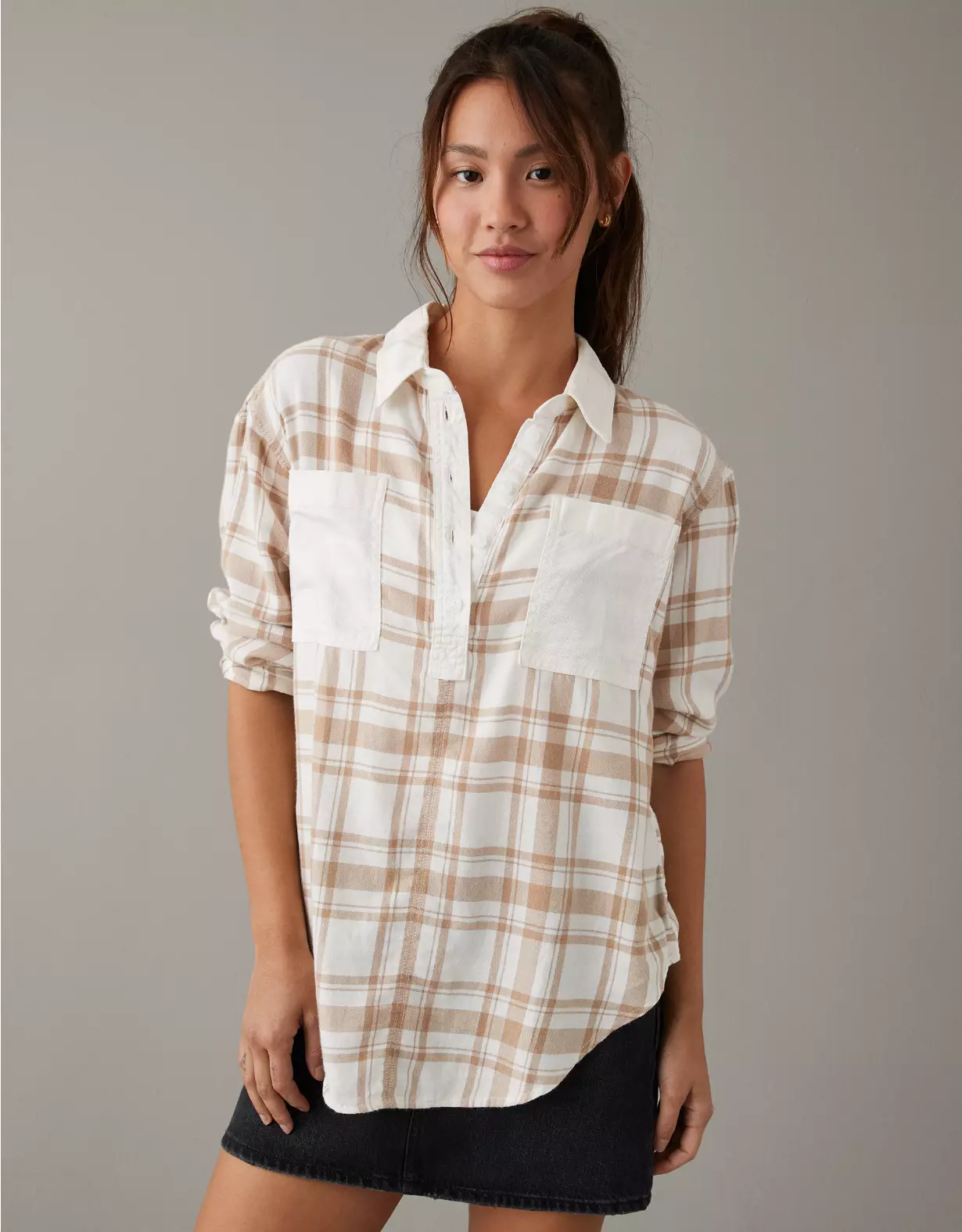AE Oversized Plaid Pullover Shirt 3 AE Oversized Plaid Pullover Shirt