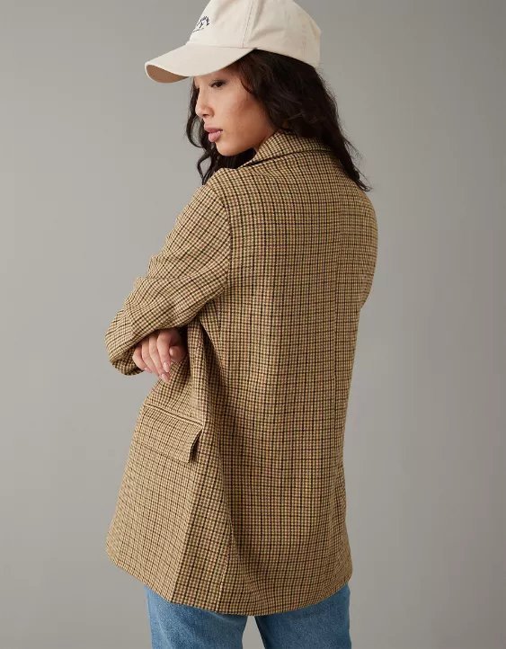 AE Oversized Plaid Boyfriend Blazer 4 AE Oversized Plaid Boyfriend Blazer - Image 2