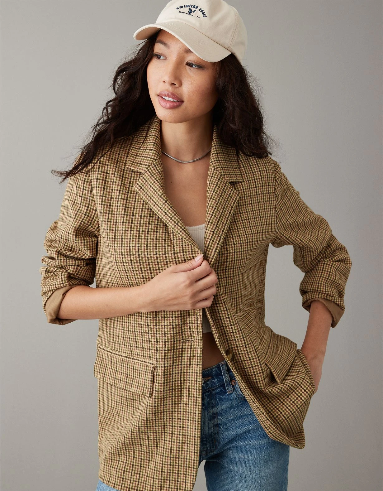 AE Oversized Plaid Boyfriend Blazer 3 AE Oversized Plaid Boyfriend Blazer