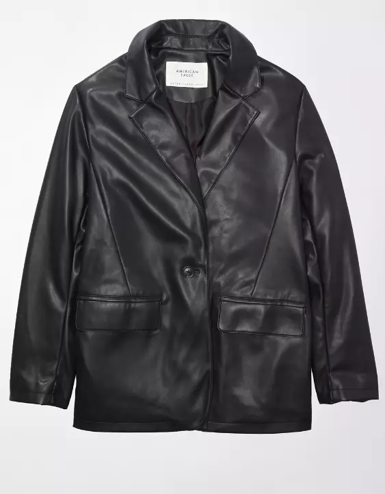 AE Oversized Vegan Leather Boyfriend Blazer 5 AE Oversized Vegan Leather Boyfriend Blazer - Image 3