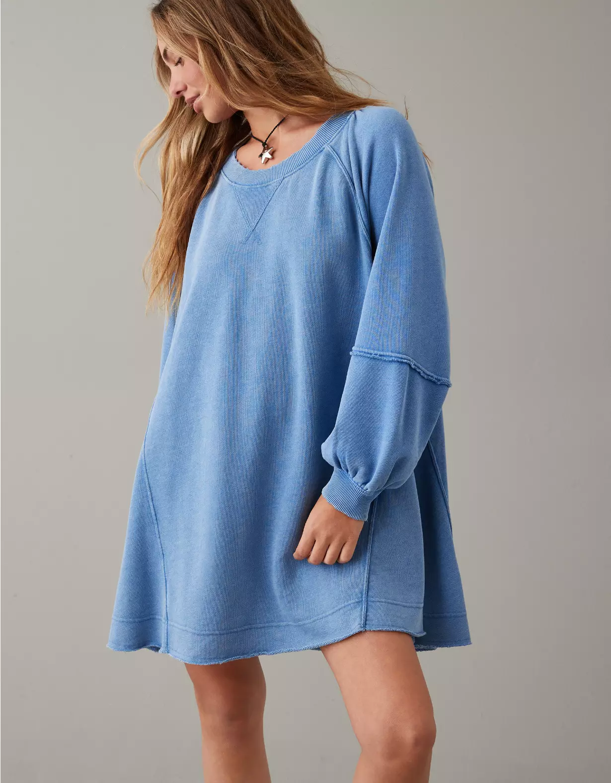 AE Long-Sleeve Fleece Babydoll Dress 3 AE Long-Sleeve Fleece Babydoll Dress