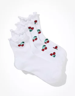 AE Cherry Ruffle Boyfriend Sock 2-Pack