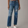 AE Strigid Super High-Waisted Ripped Ankle Straight Jean 1 AE Strigid Super High-Waisted Ripped Ankle Straight Jean -American Eagle Online Shop 0435 4845 009 of
