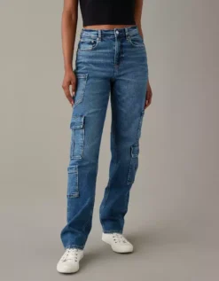 AE Stretch Super High-Waisted Baggy Straight Cargo Jean -American Eagle Online Shop 0437 4669 338 of