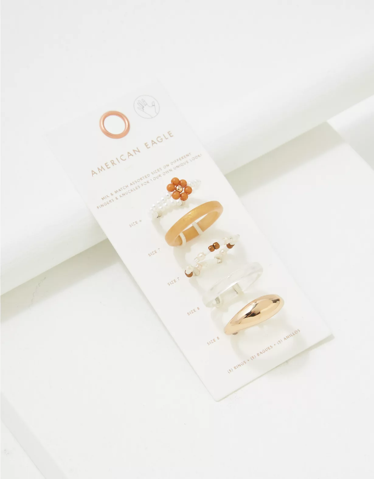 AEO Neutral Flower + Beaded Resin Ring 5-Pack 4 AEO Neutral Flower + Beaded Resin Ring 5-Pack - Image 2