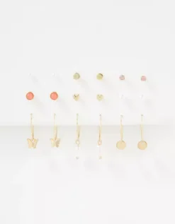 AEO Coral Stud + Hoop Earring 18-Pack -American Eagle Online Shop 0484 6519 900 d1
