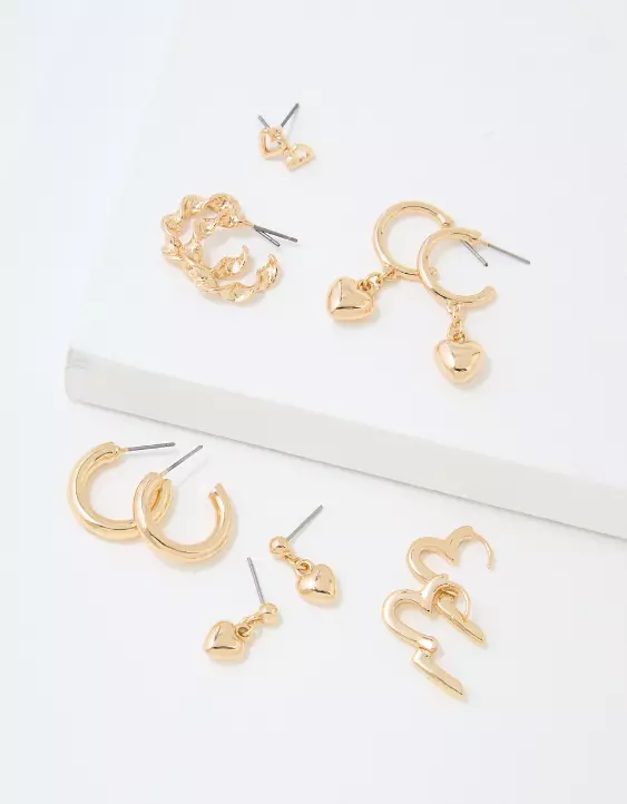 AEO Gold Heart Earrings 6-Pack 4 AEO Gold Heart Earrings 6-Pack - Image 2