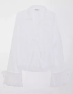 AE Mesh Ruffled Shirt -American Eagle Online Shop 0536 5273 100 f