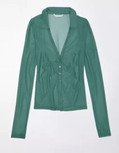 AE Mesh Button-Up Shirt -American Eagle Online Shop 0536 5307 788 f