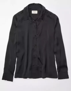 AE Satin Button-Up Shirt 7 AE Satin Button-Up Shirt -American Eagle Online Shop 0536 5359 001 f