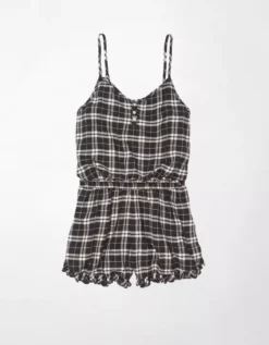 AE Flannel Ruffle PJ Romper 7 AE Flannel Ruffle PJ Romper -American Eagle Online Shop 0575 3014 001 f