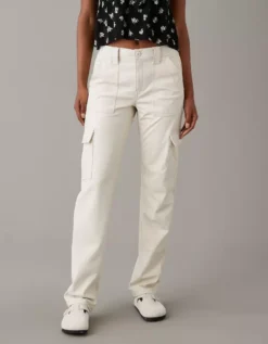 AE Stretch High-Waisted Vegan Leather Straight Cargo Pant 6 AE Stretch High-Waisted Vegan Leather Straight Cargo Pant -American Eagle Online Shop 2325 5052 050 of