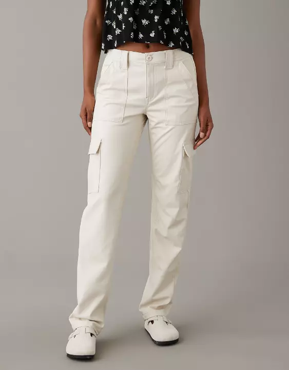 AE Stretch High-Waisted Vegan Leather Straight Cargo Pant 4 AE Stretch High-Waisted Vegan Leather Straight Cargo Pant - Image 2