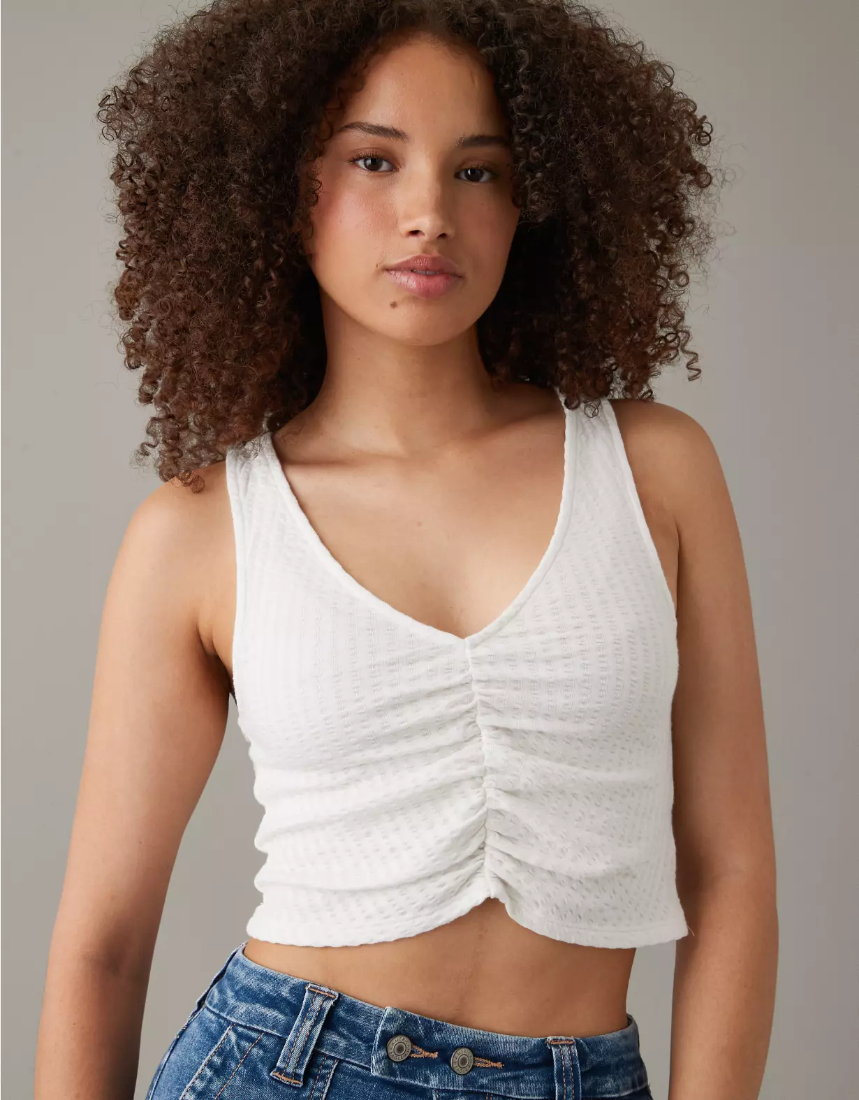 AE Cropped Cinch-Front Tank Top 3 AE Cropped Cinch-Front Tank Top