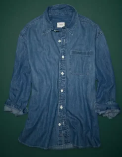 AE77 Premium Denim Boyfriend Shirt -American Eagle Online Shop 3428 5262 896 f