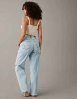 AE Strigid Curvy Super High-Waisted Ripped Baggy Straight Jean -American Eagle Online Shop 4436 4760 987 ob
