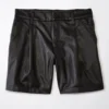 AE High-Waisted Baggy Vegan Leather Trouser Short 1 AE High-Waisted Baggy Vegan Leather Trouser Short -American Eagle Online Shop 6332 7580 001 f
