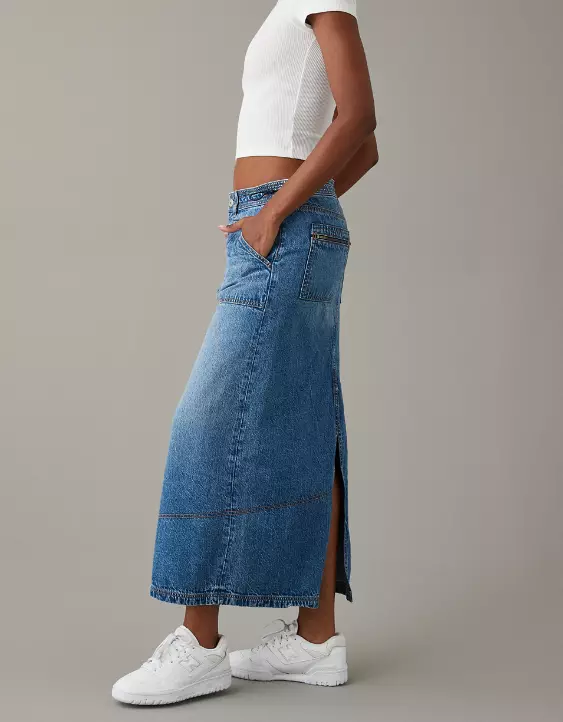 AE Low-Rise Denim Maxi Skirt 5 AE Low-Rise Denim Maxi Skirt - Image 3