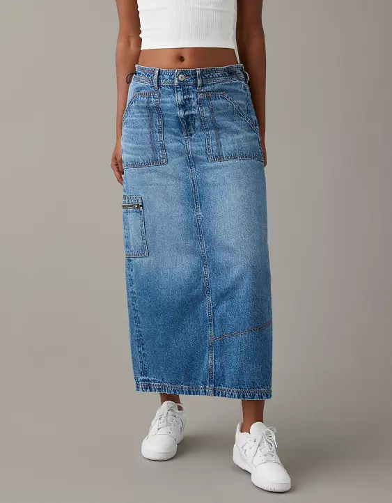 AE Low-Rise Denim Maxi Skirt 4 AE Low-Rise Denim Maxi Skirt - Image 2