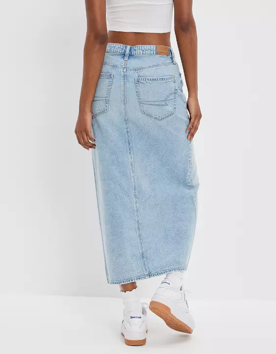 AE Dreamy Drape Low-Rise Denim Maxi Skirt 5 AE Dreamy Drape Low-Rise Denim Maxi Skirt - Image 3